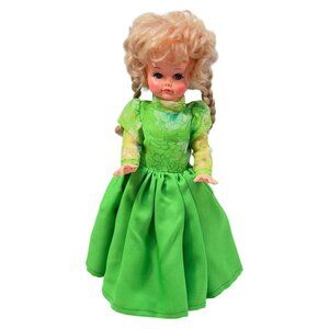 Reliable Canada Doll Blonde Braids 16 inch Green Dress Circa Vintage 1970s